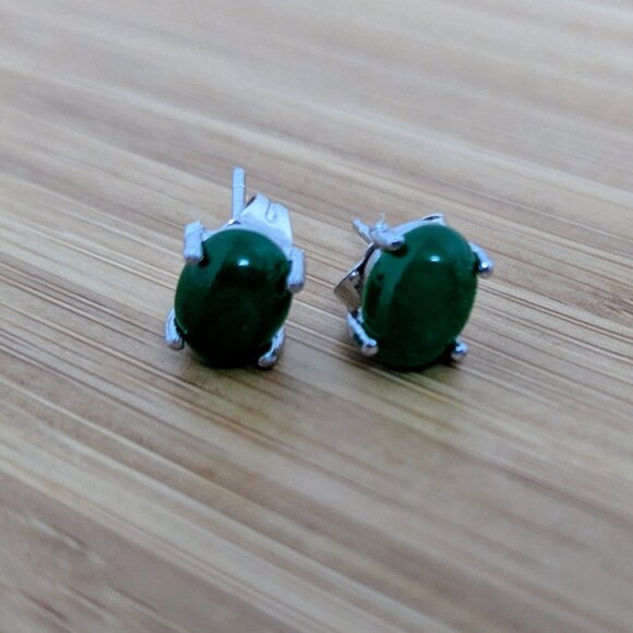 Jade Green Stud Earrings – Small, Lightweight & Comfortable - Picture 3 of 3